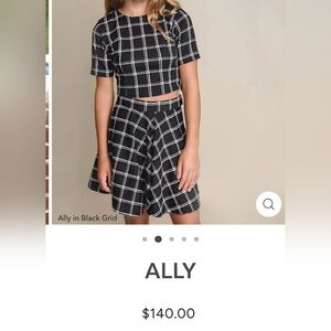 Black Grid Skater Skirt